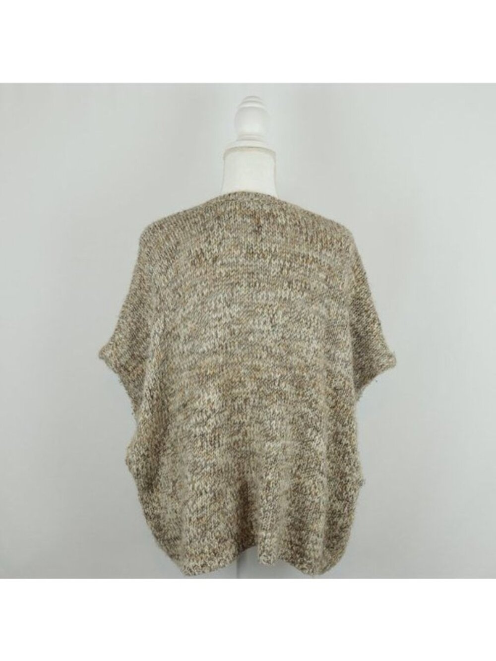 J. Jill Women's Small/Medium Tan Wool & Alpaca Cap Sleeve Chunky Knit Cardigan - Picture 3 of 10